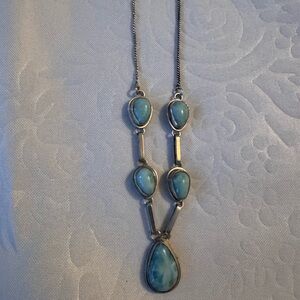 Elegant Silver and Blue Stone Necklace